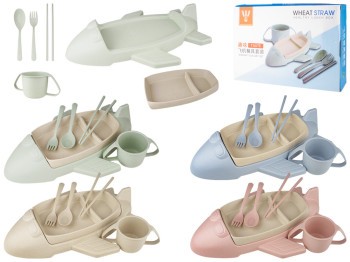 Набор посуды детской из пшеничной шелухи Самолет 7 предметов 37х25,7х8см