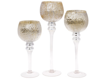 Набор подсвечников, 30/35/40см, цвет - шампань (цена за набор 3шт)