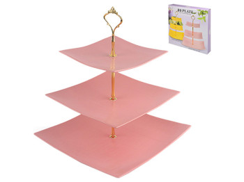 Фруктовница фарфоровая трехярусная Pink silk 6"/8"/10" (15/20/25,5см)