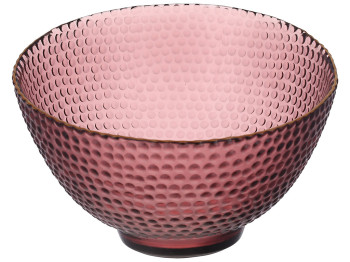 Салатник скляний Bauble пурпурний із золотим обідком, 17x12см