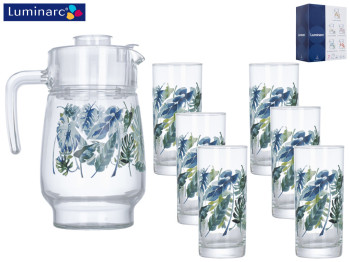 Набор Luminarc "Amsterdam tropical foliage" графин 1,6л и 6 стаканов 270мл (цена за 7 предм.) 54919
