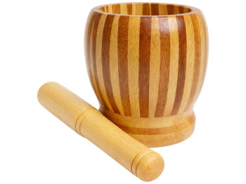Ступка з пестиком, бамбук, 9,5х11,5см, колір натуральне дерево