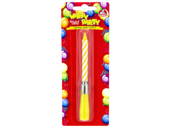 Свічка музична з підставкою Помічниця Happy Party, 12 см