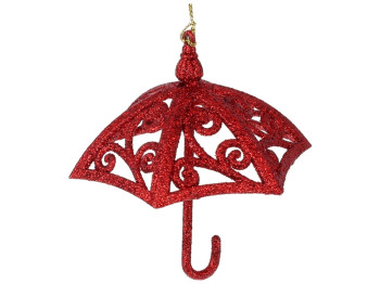 Ёлочное украшение Ажурный зонтик 11см, цвет - красный
