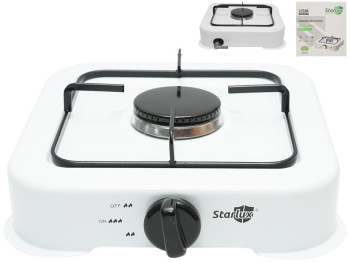 Плита газовая, настольная, на 1 конфорку, 2,2 кВт, 0.13 кг/ч, 2800Па, 265×265×60мм, цвет белый