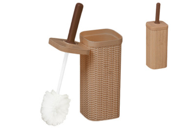 Ершик туалетный PlastArt с подставкой вязанка бежевая 25,7см, D8см