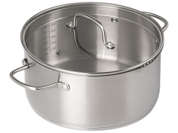 Кастрюля Pyrex Infinity, из нержавеющей стали, с крышкой, 24 см, 4,1 л