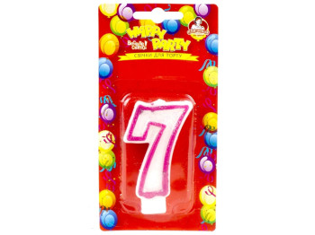 Свічка для торта "Рожева глазур" "7" Помічниця "Happy party" 7,5 см 42150-7