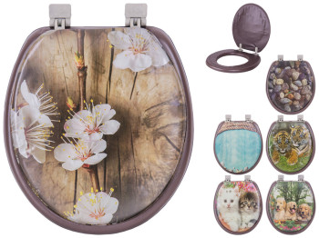 Сиденье с крышкой для унитаза мягкое Vanna Lux цвет коричневый с рисунком