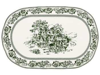 Блюдо фарфоровое Heritage Toile Collection Green, овальное, 35,5×20,5×3 см