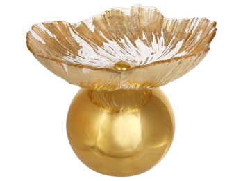 Фруктовница на круглой ножке Gold Flower, стекло и металл, 20×15см, цвет золотой