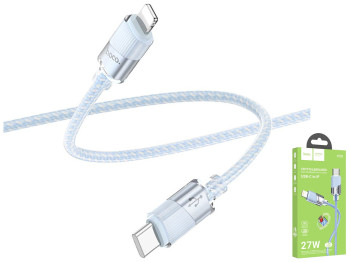 Кабель USB Hoco U132 PD27W Type-C to Lightning 1,2м Цвет Голубой