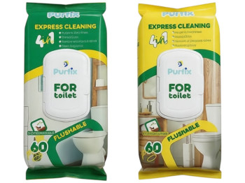 Салфетки влажные для ухода за унитазом Purfix, с клапаном, 300г, 20x10x5мм, 60шт