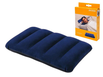 Подушка надувна Intex 68672, флокована, 43×28×9см, колір синій