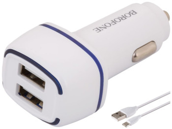 Автомобильное Зарядное Устройство Borofone BZ14 Type-C 2USB 2.4A, Белый