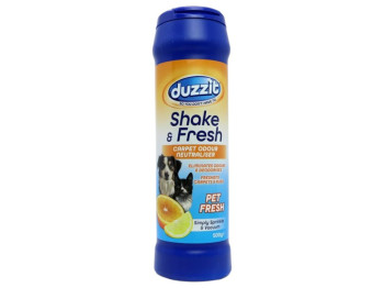Освежитель для ковров Duzzit Shake & Fresh Pet Fresh, порошок с нейтрализацией запаха, 500 г.