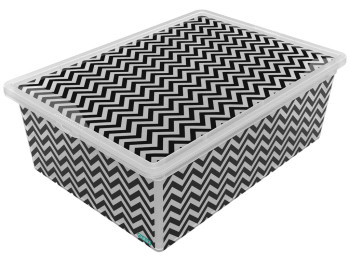 Контейнер с крышкой Qutu Light Box Zig Zag, 25л