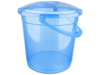 Ведро R-plastic прозрачное с крышкой, 15л, голубое