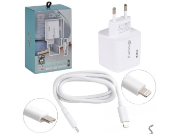 Сетевое зарядное устройство Solma PD&QC3.0 USB A+C, пластик, металл, 1,0м, цвет белый