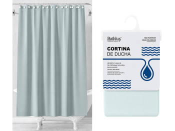 Штора для душу Bathlux, водовідштовхувальна, антигрибкова, (без кілець), 180x180см, сіро-блакитна