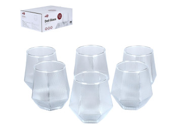 Стакан стеклянный низкий, прозрачный, фактурный, 310мл (цена за набор 6шт)