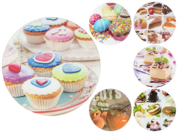 Доска разделочная стеклянная круглая 30см расцветка ассорти (цена за 1шт)