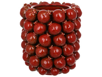 Ваза фарфоровая Pomegranate, с объемным декором гранат, бордовая, 24 × 24 × 27 см