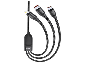 Кабель USB Hoco U104 3 in 1 Ultra 6A 1.2m Цвет Чёрный