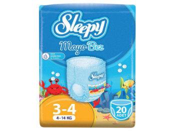 Подгузники - трусики для купания Sleepy Swimming, размер 3 - 4 (4 - 14кг) 20шт