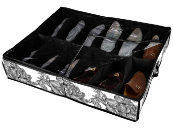 Органайзер для взуття Idea Home Anthracite Flowers, 12 комірців, 74,5x60x15см, 6900070585503