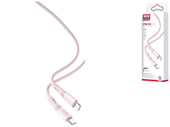 Кабель USB XO NB-Q226A 27W Silicone two-color TYPE-C to Lightning, Розовый