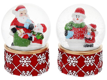 Декоративный водяной шар Подарки 6,5см, 2 дизайна: Санта, Снеговик, 129-104