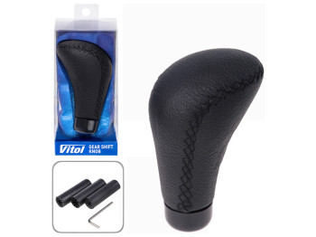 Ручка КПП Vitol декоративна, чорна шкіра, універсальна (F 25015 P)