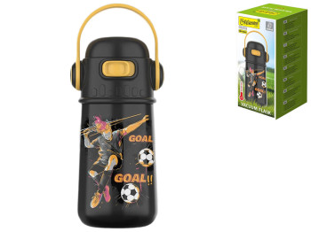 Термокружка детская Maestro Football, сталь нержавеющая, пластик, 400мл, 18х8см, цвет черный