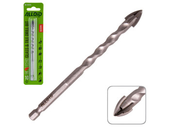 Сверло по стеклу и керамике QUADRO 10мм, хвостовик HEX 1/4 Alloid, L=120mm (GB-20010)