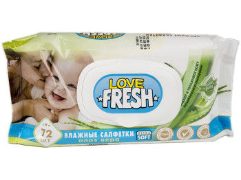 Вологі серветки дитячі Love Fresh "Алое вера" 72шт з клапаном