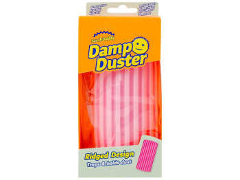 Губка для пыли Scrub Daddy Damp Duster, рельефная, многоразовая, удерживает пыль, цвет розовый