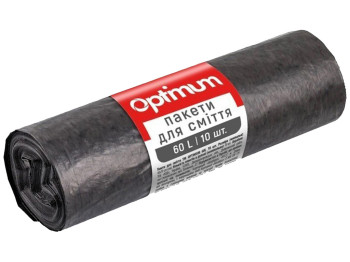 Пакети для сміття Pro service Optimum, 60л, 10шт, 60х70см, чорний HD