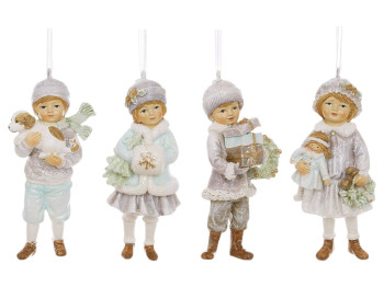 Подвеска декоративная Детки, полистоун, 5,5×4×11см, 4 дизайна, цвет лиловый с зеленым (цена за 1шт)