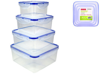 Набор контейнеров для хранения Kamille, пластиковые (цена за набор 4шт)