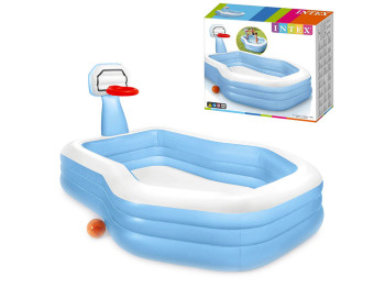 Бассейн надувной Intex 57183 с кольцом и мячиком, винил, 257×188×135см, 682л, цвет голубой