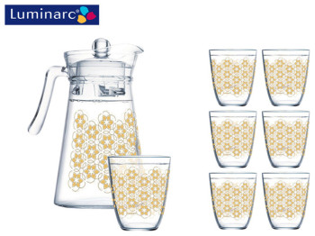 Набор Luminarc Neo Golden Flower Maze графин 1,6л и 6 стаканов 310мл (цена за 7 предметов) 18413