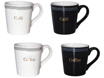 Чашка Кав'ярня, поцеляна, 140мл, 4 дизайни (ціна за 1шт)