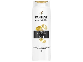 Шампунь Pantene Thick&amp;Strong 3 в 1, для зміцнення волосся, без силікону та барвників, 325мл