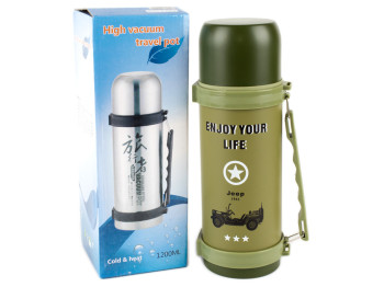 Термос железный с ручкой "Jeep" 24ч 1.2л
