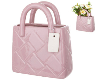 Ваза керамічна Сумочка, 15,5x7x18см, колір - пудровий