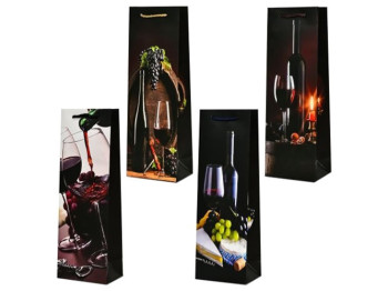 Пакет подарочный бумажный под бутылку Wine tour, 36x12,5x8см
