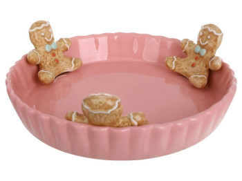 Блюдо керамическое Пряничный человечек, 23,2×22,7×6,5см, цвет розовый