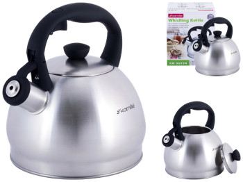 Чайник Kamille из нержавеющей стали со свистком, 2л, черный