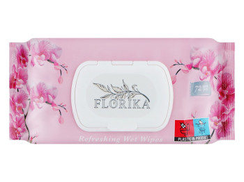 Влажные салфетки Florika цветы, 72 штуки, с клапаном, освежающие